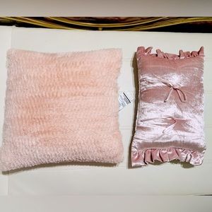 2 baby dusty pink accent throw pillows